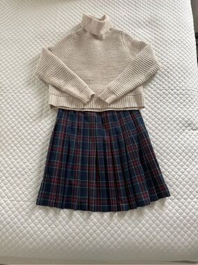 Vintage 62 East Navy Plaid Pleated Skirt -